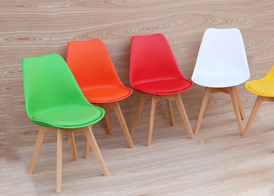 Ergonomic Height Beech Wood Chair , High Back Leather Dining Chairs